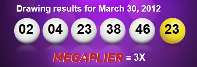 Mega Millions Draw Results - 30 March 2012