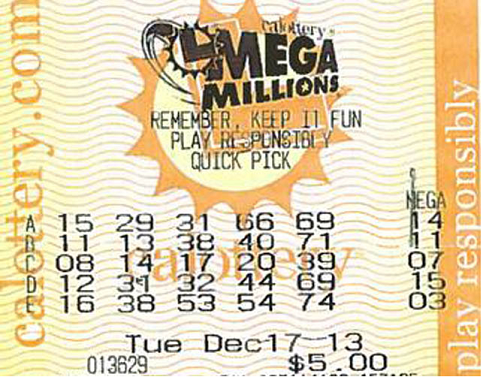 The winning lottery ticket in the Dec. 17, 2012 Mega Millions draw.